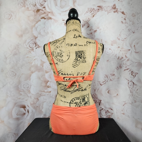 3 Piece Coral Bikini Set with Skirt - Picture 5 of 7